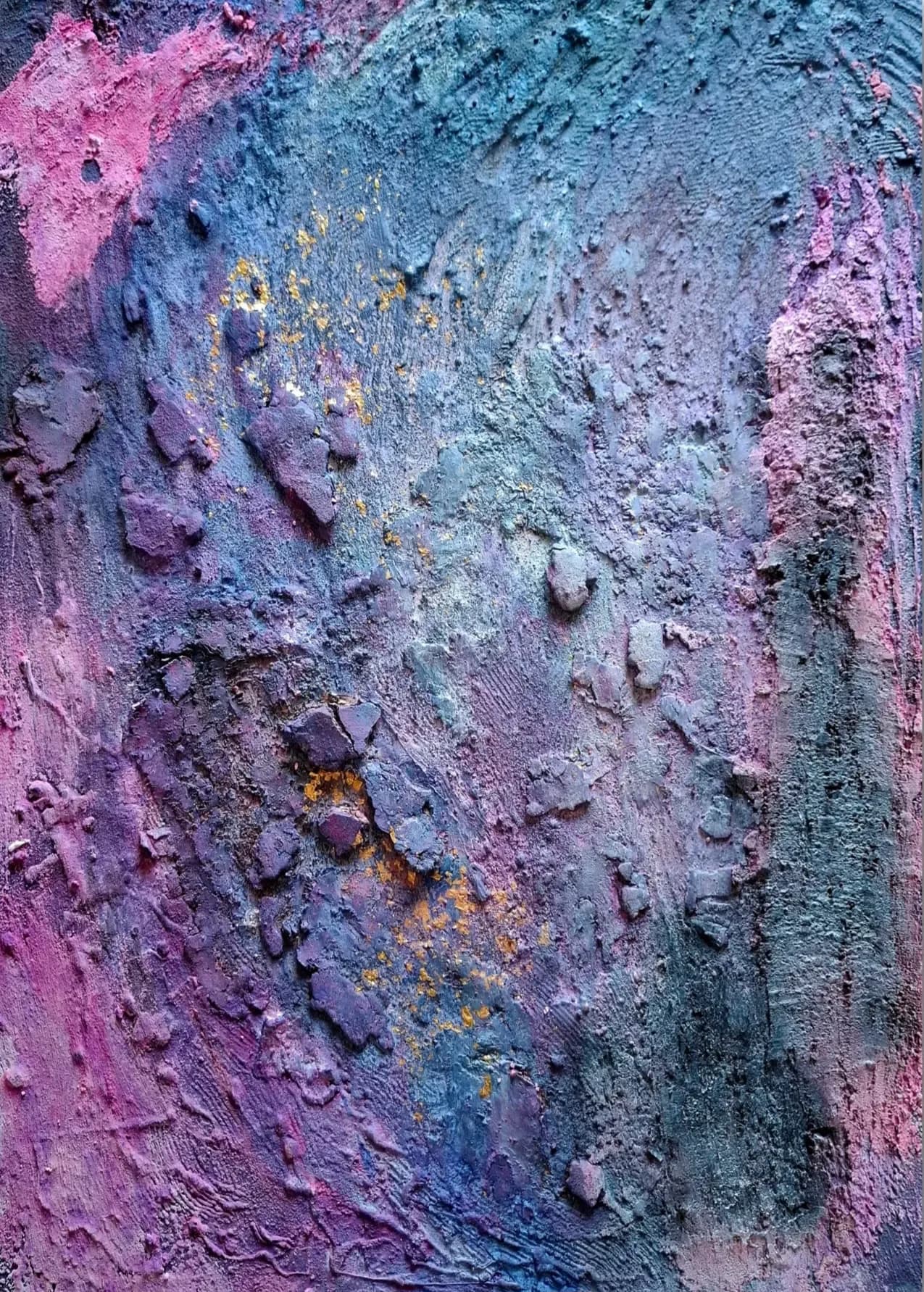 Abstraktes Gemälde „Violet Tale“ von Anne Leinen
