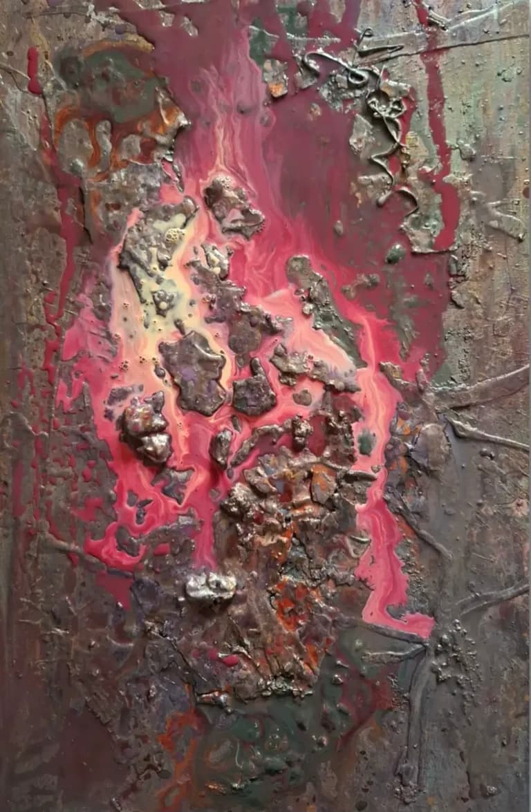 Abstraktes Gemälde „Fire dance“ von Anne Leinen