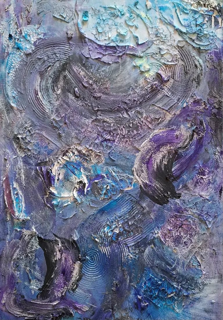Abstraktes Gemälde „Synapse Deep Blue REMSTAGE“ von Anne Leinen
